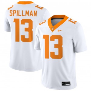 #13 Edwin Spillman TN White Men Jerseys Stitched College Football 207100-711