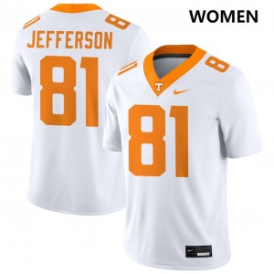#81 Amari Jefferson Vols White Women's Jerseys Embroidery College Football 583237-331