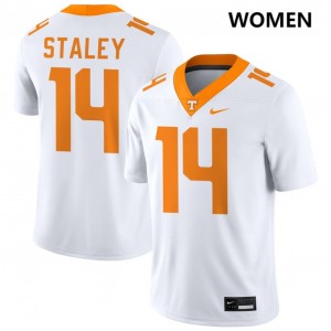 #14 Braylon Staley TN Volunteers White Women Jerseys Embroidery College Football 753487-341
