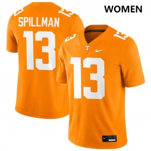 #13 Edwin Spillman UT Tennessee Orange Women's Jerseys Player College Football 681895-389