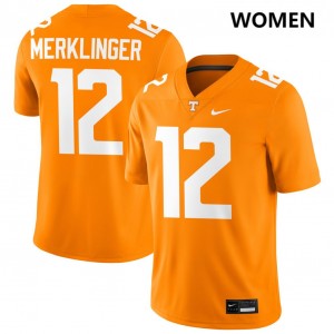 #12 Jake Merklinger Tennessee Vols Tennessee Orange Womens Jerseys Official College Football 345907-537