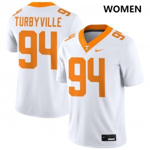 #94 Josh Turbyville Tennessee Vols White Womens Jerseys Game College Football 340956-264