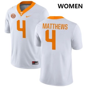 #4 Mike Matthews TN Vols White Women's Jersey High School College Football 836094-957