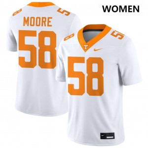 #58 Nic Moore TN White Women's Jersey 2025 College Football 953340-284