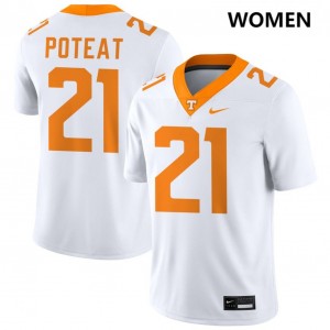 #21 Tre Poteat UTK White Women's Jerseys Limited College Football 752896-249