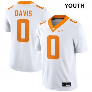 #0 Ethan Davis Tennessee Volunteers White Youth Jerseys Player College Football 365480-205