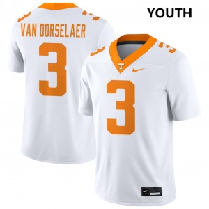 #3 Jack Van Dorselaer Tenn Vols White Youth Jerseys Game College Football 783142-944