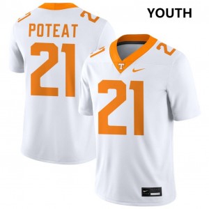 #21 Tre Poteat Vols White Youth Jerseys Stitched College Football 108189-572